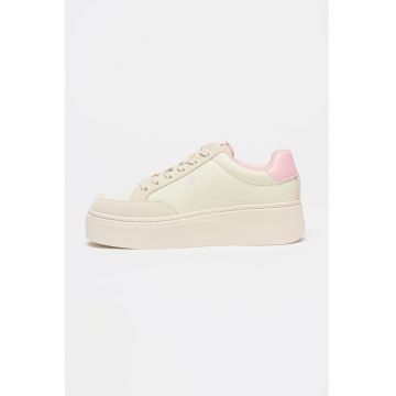 Pantofi sport cu garnituri din piele intoarsa Lyzz - Alb fildes/Gri deschis