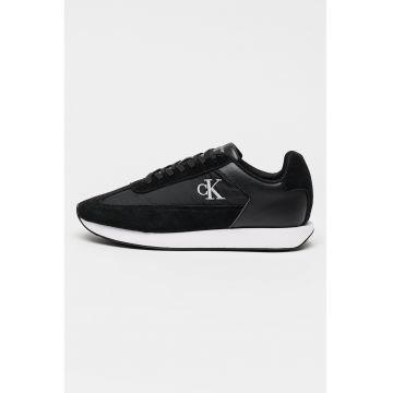 Pantofi sport cu garnituri din piele intoarsa Retro Runner - Negru