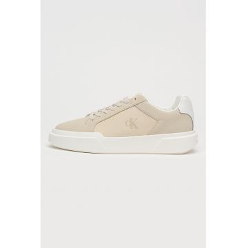 Pantofi sport cu insertii de piele intoarsa - Maro camel