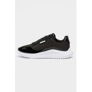 Pantofi sport cu segmente lacuite - Negru stins/Gri antracit