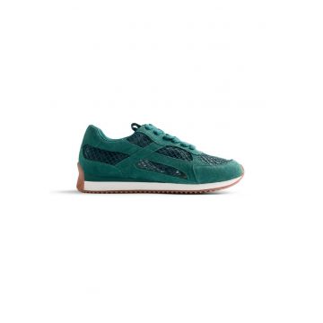 Pantofi sport de piele cu garnituri de plasa Roxas - Verde englez