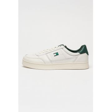Pantofi sport de piele cu segment frontal perforat - Verde/Alb optic