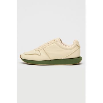 Pantofi sport de piele cu varf rotund - Maro camel
