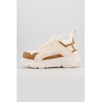 Pantofi sport de piele ecologica si plasa Old Chai - Maro/Bej