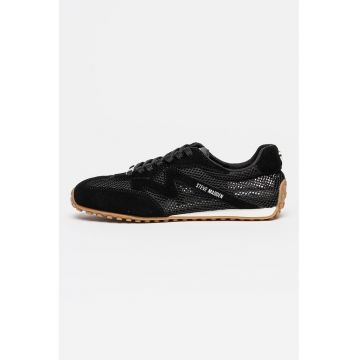 Pantofi sport de piele intoarsa cu perforatii - Negru