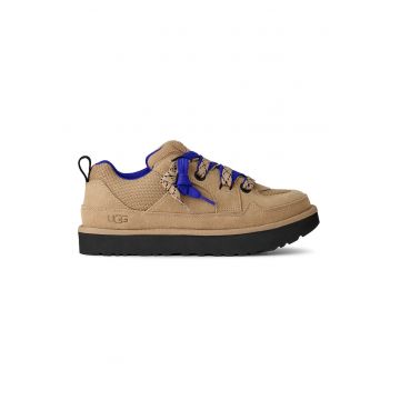 Pantofi sport de piele intoarsa si plasa Lo Lowmel - Maro nisip/Albastru