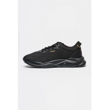 Pantofi sport din material textil cu logo discret Leon Runn - Negru