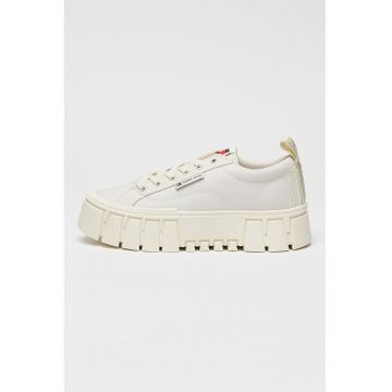 Pantofi sport din material textil cu talpa flatform - Alb fildes