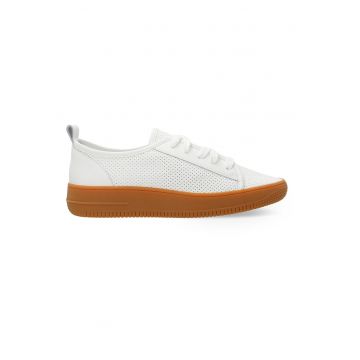 Pantofi sport din piele cu aspect ajurat