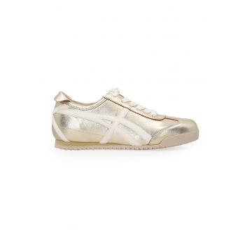 Pantofi sport din piele cu aspect metalic si varf rotund