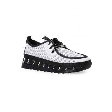 Pantofi sport din piele cu detalii contrastanteal