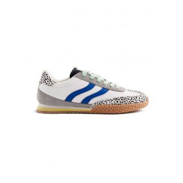 Pantofi sport din piele cu detalii cu model animal print Bislig - Alb
