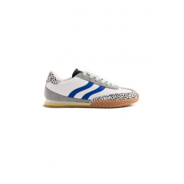 Pantofi sport din piele cu detalii cu model animal print Bislig - Alb