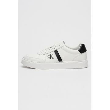 Pantofi sport din piele cu imprimeu logo lateral - Alb