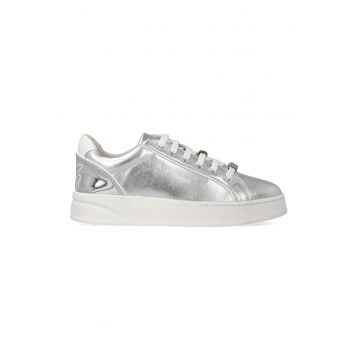 Pantofi sport din piele cu logo Iris Laminated - Alb murdar/Argintiu