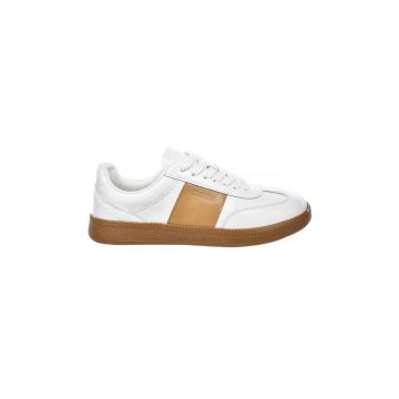 Pantofi sport din piele cu segmente contrastante - Alb/Caramel