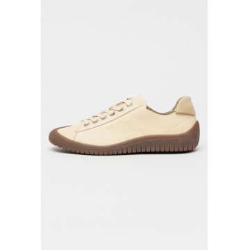 Pantofi sport din piele cu sireturi - Bej/Maro pamantiu