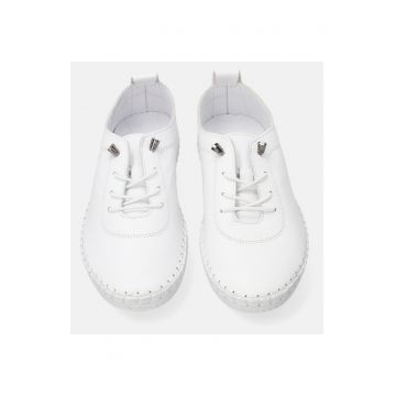Pantofi sport din piele - cu sireturi elastice