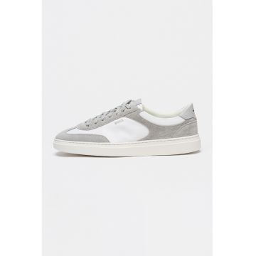 Pantofi sport din piele intoarsa cu garnituri din material textil Kieran - Alb/Gri deschis