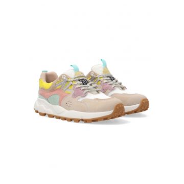 Pantofi sport din piele intoarsa cu insertii din plasa