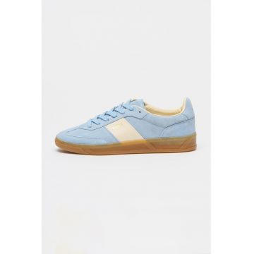 Pantofi sport din piele intoarsa cu logo Brenta - Albastru deschis