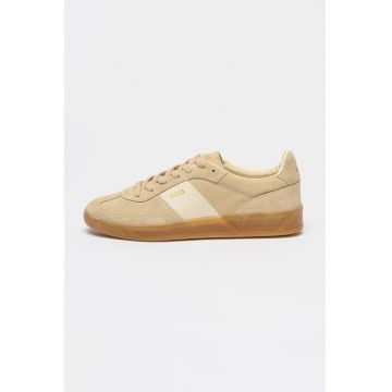Pantofi sport din piele intoarsa cu logo Brenta - Bej deschis
