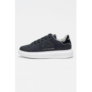 Pantofi sport din piele intoarsa cu logo metalic - Negru/Gri antracit