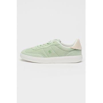 Pantofi sport din piele intoarsa cu monograma Heritage - Verde fistic