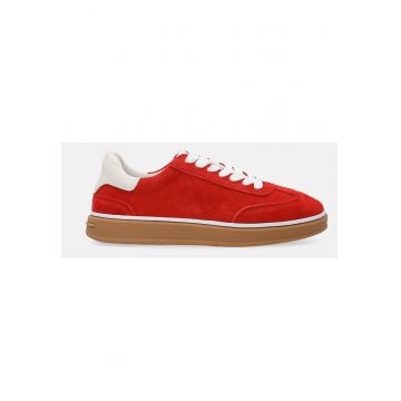 Pantofi sport din piele intoarsa cu profil jos si varf rotund