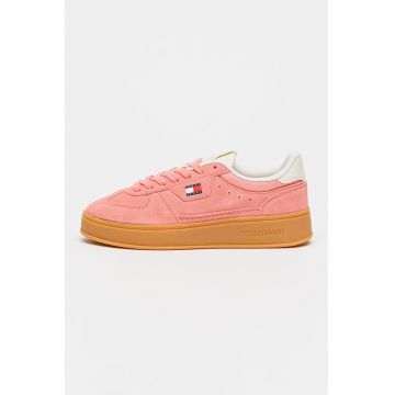 Pantofi sport din piele intoarsa cu talpa flatform - Roz aprins
