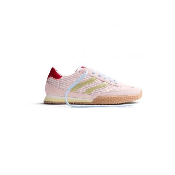 Pantofi sport din piele intoarsa si plasa cu aspect texturat Chacke - Roz