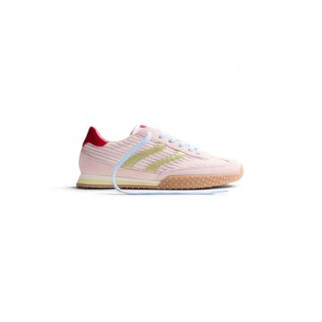 Pantofi sport din piele intoarsa si plasa cu aspect texturat Chacke - Roz