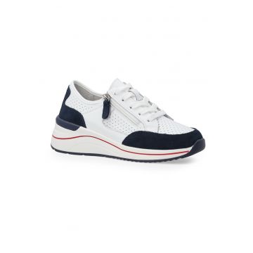 Pantofi sport din piele si piele intoarsa cu fermoar lateral