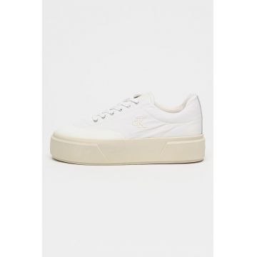 Pantofi sport flatform cu detaliu cu monograma brodata - Alb optic