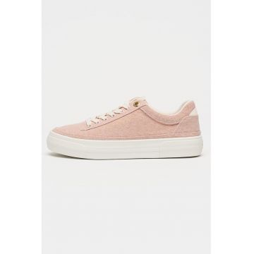 Pantofi sport flatform din material textil Foxing - Rosu stins
