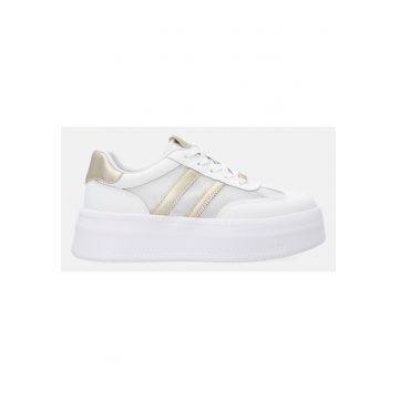 Pantofi sport flatform din piele cu insertii de plasa