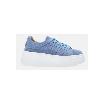 Pantofi sport flatform din piele intoarsa