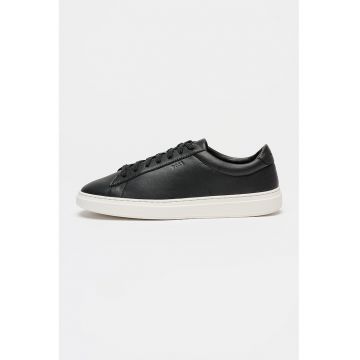 Pantofi sport Kieran de piele cu logo stantat - Negru/Negru stins