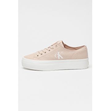 Pantofi sport low cut cu talpa flatform - Roz deschis