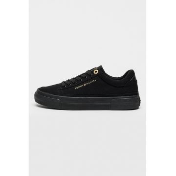 Pantofi sport low-cut din material textil - Auriu/Negru
