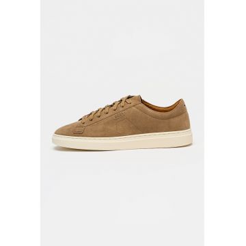 Pantofi sport low cut din piele intoarsa cu logo discret Kieran - Maro camel