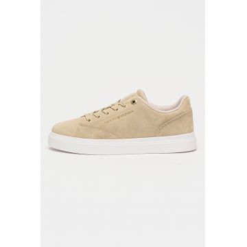 Pantofi sport low-cut din piele intoarsa - Maro taupe deschis