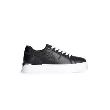 Pantofi sport low cut din piele si piele ecologica - Negru