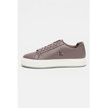 Pantofi sport low cut din piele - Violet pruna
