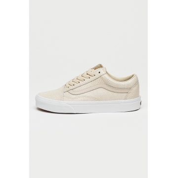 Pantofi sport Old Skool de piele cu model piele de reptila - Alb optic/Bej deschis