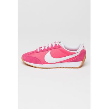 Pantofi sport Pacific cu logo si garnituri de piele intoarsa - Alb/Fucsia
