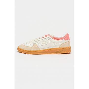 Pantofi sport The Greenwich Edge cu insertii de piele intoarsa - Roz deschis/Maro camel/Alb murdar