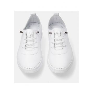 Pantofi sport uni cu talpa joasa din piele naturala