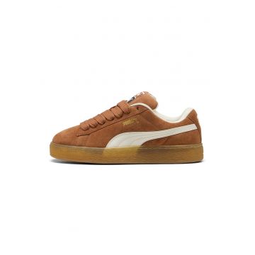 Pantofi sport XL Jasmine din piele intoarsa cu sireturi de rezerva - Alb/Maro cognac