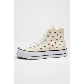 Tenisi flatform cu broderie cu fructe Lift - Rosu/Crem